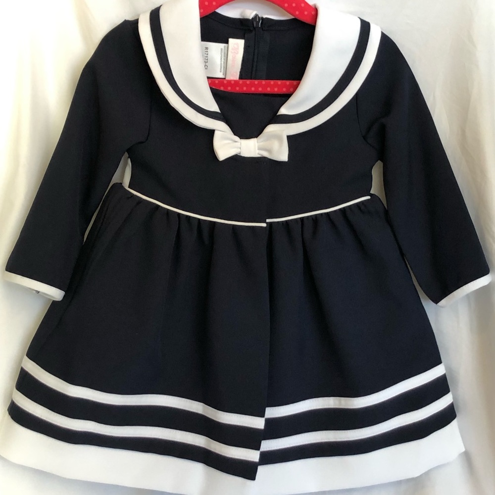 Bonnie Baby Navy Dress and overcoat